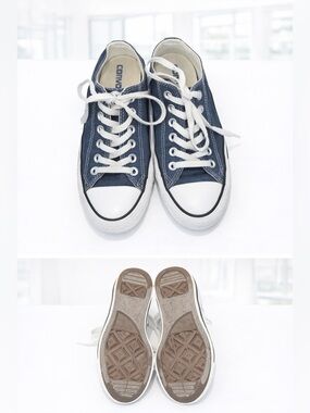 Converse Blue Canvas Low Top Sneakers